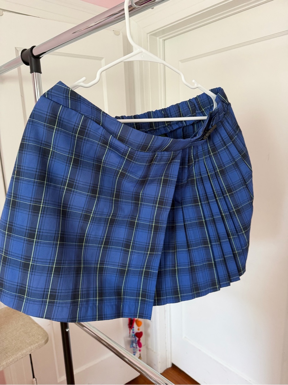 wild fable Blue Plaid Pleated Mini Skirt